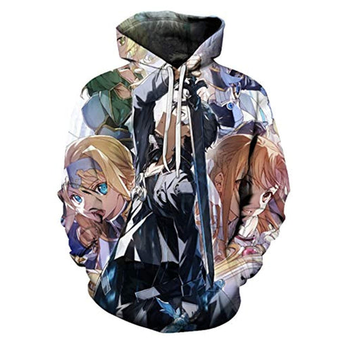 Image of Sword Art Online Anime 3D Print Pullover Hoodie Sweatshirt