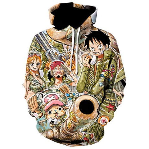 Image of One Piece Anime 3D Printed Hoodie - Unisex Monkey D Luffy Pullover Sweatshirt
