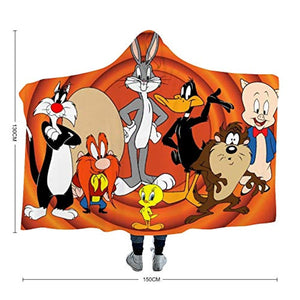 Bugs Bunny Daffy Duck Porky Pig TweetyBird Arctic Velvet Wearable Throw Hooded Blankets