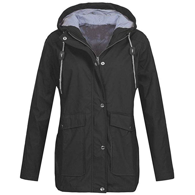 Women‘s Coats - Pure Color Rain Coat Jacket
