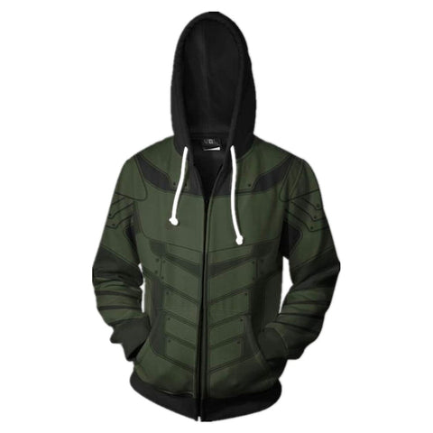 Image of Superhero 3D Zipper Hoodies Sweatshirt Oliver Queen Jacket Cosplay Costumes Coat