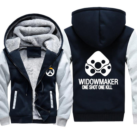 Image of Overwatch Widowmaker Jackets - Zip Up Black One Shot Fleece Jacket