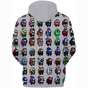 Video Game Among Us Hoodie - 3D Print Drawstring Pullover Sweater with Pocket