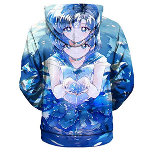 Anime Sailor Moon Hoodie - Sailor Mercury 3D Print Pullover Hoodie