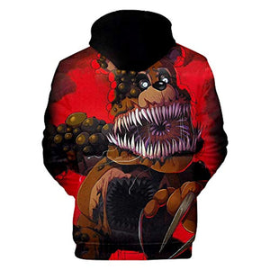 Unisex Five Nights at Freddy Hoodie 3D Print Pullover Cosplay Hooded Sweatshirt Costume for Men Kids