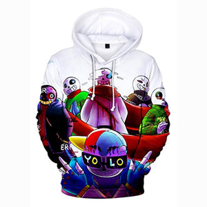 Undertale Hoodie - Sans Skull White 3D Print Pullover Drawstring Hoodie