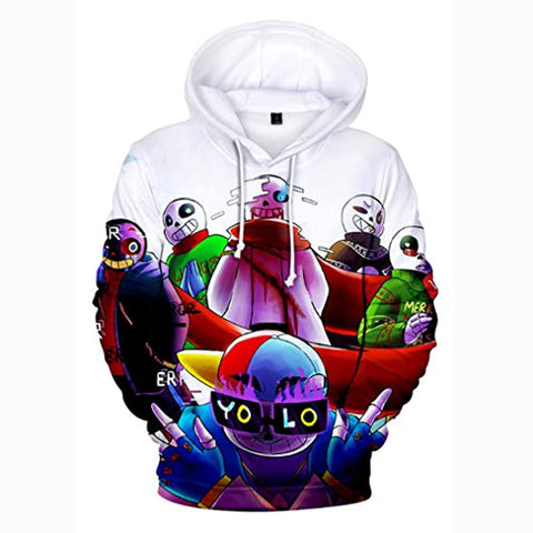 Image of Undertale Hoodie - Sans Skull White 3D Print Pullover Drawstring Hoodie