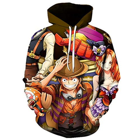 Image of Anime One Piece Monkey D Luffy Hoodie - 3D Printed Pullover