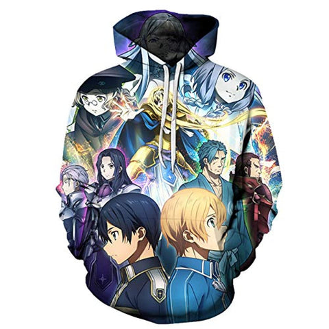 Image of Unisex Sword Art Online SAO Anime 3D Print Pullover Hoodie Sweatshirt