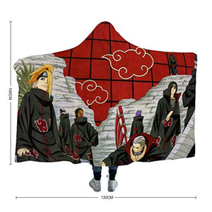 Anime Naruto Hooded Blanket - Masashi Kishimoto Akatsuki Fleece Flannel Blanket