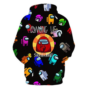 Video Game Among Us Hoodie -  3D Print Colorful Shhhhh Casual Pullover Drawstring Hoodie