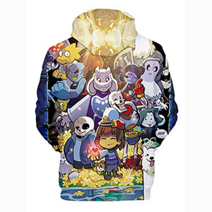 Undertale Hoodie - Colorful Sans Frisk Toriel Skull 3D Print Pullover Drawstring Hoodie