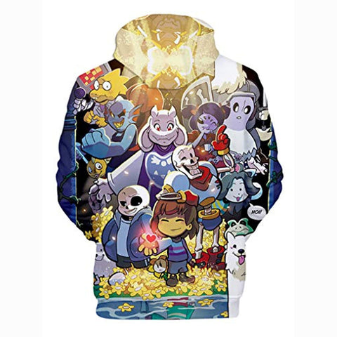 Image of Undertale Hoodie - Colorful Sans Frisk Toriel Skull 3D Print Pullover Drawstring Hoodie