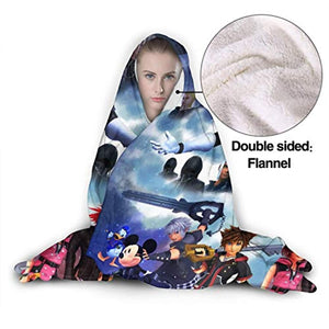 Kingdom-Hearts Hooded Blanket - Soft Flannel for Bed Sofa Lightweight Blanket