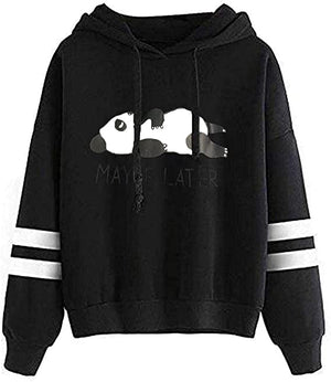 Women's Casual Panda Print Long Sleeve Pullover Hoodie Sweatshirt Tops