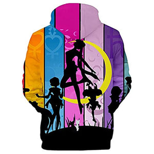 Anime Sailor Moon Hoodie - Sailor Family 3D Print Pullover Hoodie