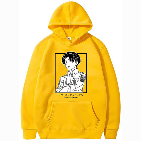 Image of Unisex Anime Attack on Titan Ackerman Levi Printed Cotton Cozy Hoodies Hooded Sweatshirts Pullovers Tops