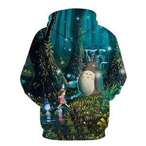 Cartoon Totoro Hoodie - Unisex 3D Print Hooded Pullover Sweatershirt