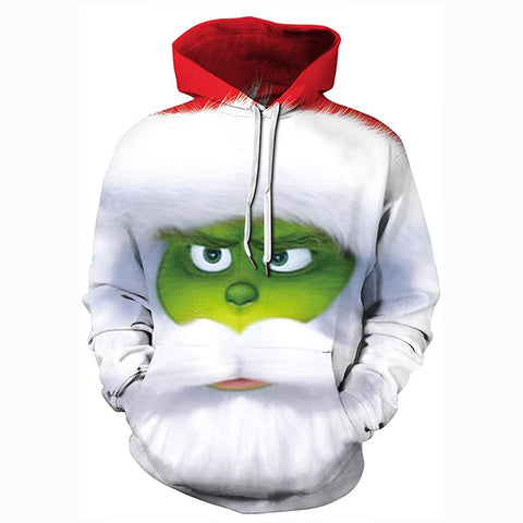 Image of Christmas Hoodies - Funny White Grinch 3D Print Pullover Hoodie