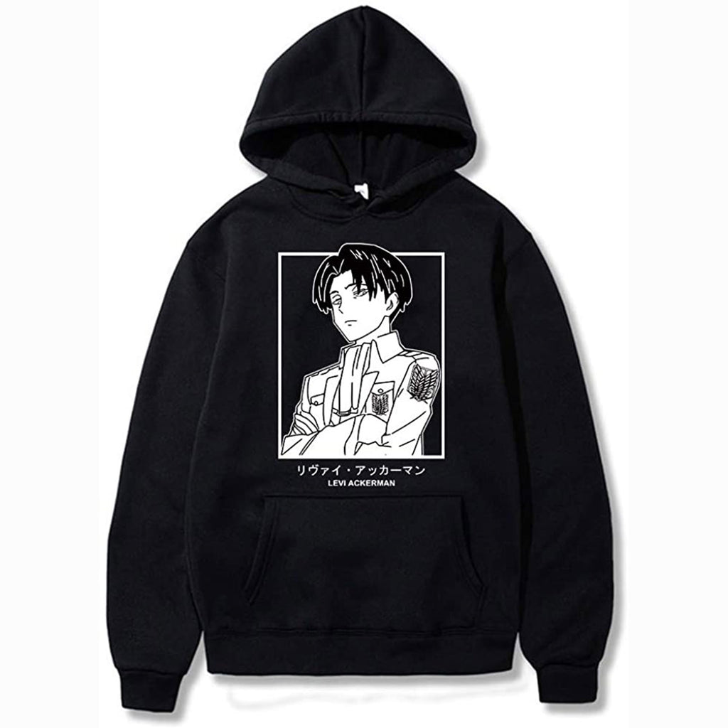 Unisex Anime Attack on Titan Ackerman Levi Printed Cotton Cozy Hoodies Hooded Sweatshirts Pullovers Tops