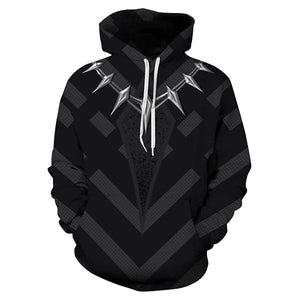 Unisex Fashion Black Panther Printed Pullover Hoodies Hooded Sweatshirts