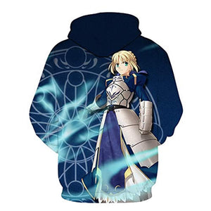 Fate Stay Night Hoodies - Saber 3D Printed Fashion Hooded Long Sleeve Pullover