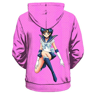 Anime Sailor Moon Hoodie - Sailor Mercury 3D Print Pullover Hoodie