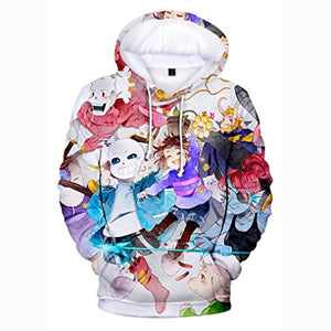 Undertale Hoodie - Frisk Toriel Skull 3D Print Pullover Drawstring Hoodie