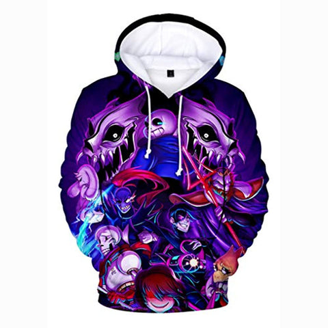 Image of Undertale Hoodie - Sans Skull Purple 3D Print Pullover Drawstring Hoodie