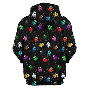 Video Game Among Us Hoodie - 3D Print Black String Pullover Hoodie