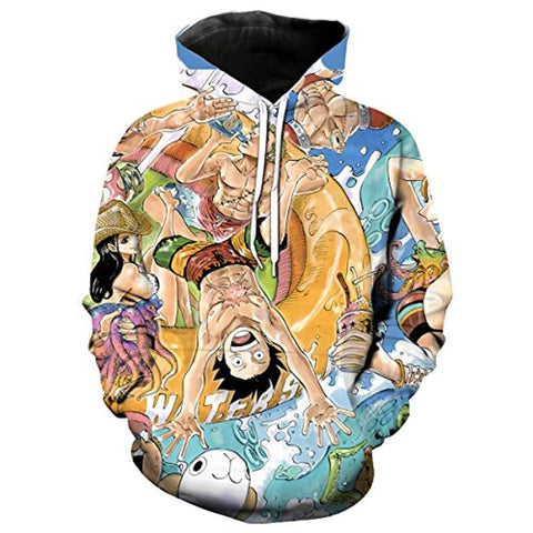 Image of Anime One Piece 3D Printed Pullover Sweatshirt - Unisex Luffy Hoodie