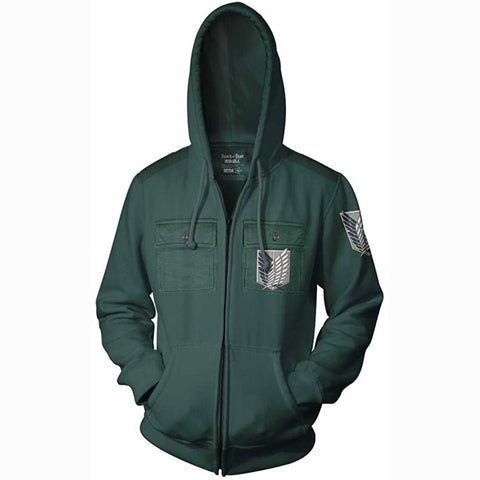 Image of Attack on Titan Adult Survey Corp Chest Pocket Fleece Zip Hoodie