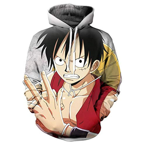 Image of Anime One Piece Monkey D. Luffy 3D Hoodies Pullover Sweatshirt