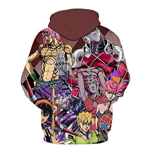 JoJo's Bizarre Adventure Hoodies - 3D Printed Pullover Hooded Sweatshirt