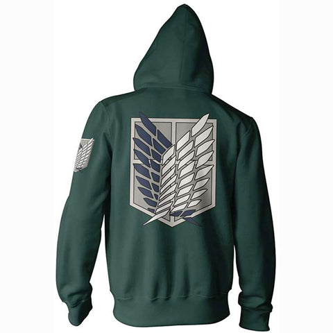 Image of Attack on Titan Adult Survey Corp Chest Pocket Fleece Zip Hoodie