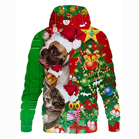 Image of Christmas Hoodies - Christmas Tree Bell Funny Cat Dog Pullover Hoodie