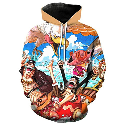 Image of Unisex One Piece 3D Printed Hoodie - Anime Luffy Pullover Sweatshirt