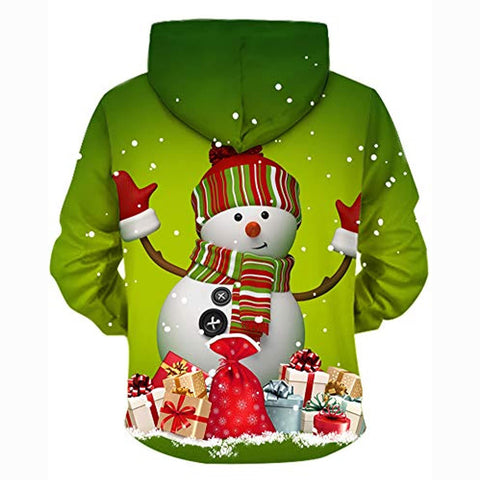 Image of Christmas Hoodies - Funny Green Snowman 3D Print Pullover Hoodie