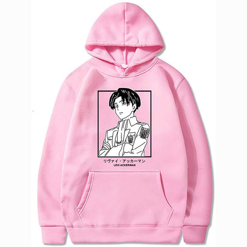 Image of Unisex Anime Attack on Titan Ackerman Levi Printed Cotton Cozy Hoodies Hooded Sweatshirts Pullovers Tops