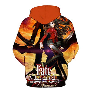 Fate Stay Night Hoodies - Rin Tohsaka 3D Printed Fashion Hooded Long Sleeve Pullover