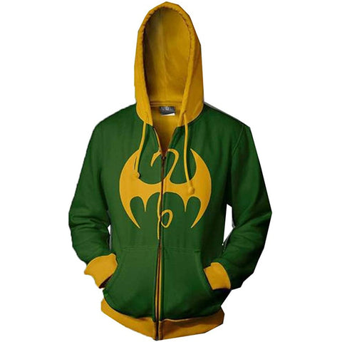 Image of Superhero Iron Fist Hoodie Pullover Sweater Shirts Cosplay Costumes