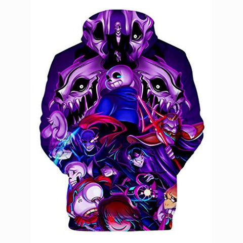 Image of Undertale Hoodie - Sans Skull Purple 3D Print Pullover Drawstring Hoodie