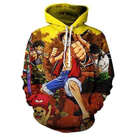 Image of Anime One Piece Monkey D. Luffy Hoodies - 3D Pullover Sweatshirt
