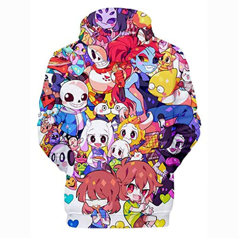 Image of Undertale Hoodie - Colorful Undertale Characters Sans Skull 3D Print Pullover Drawstring Hoodie