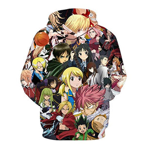 Fairy Tail 3D Printed Pullovers - Casual Pocket Drawstring Hoodies