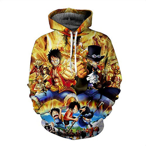 Image of Anime One Piece Monkey D Luffy 3D Hoodies - Cartoon Pullover Sweatshirt
