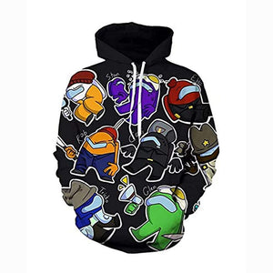 Game Among Us Hoodie - 3D Print Black Pullover Hoodie