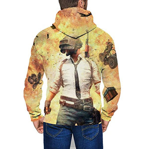 PUBG Hoodies - 3D Print Game Playerunknown's Battlegrounds Fire Yellow Zipper Jacket with Pockets