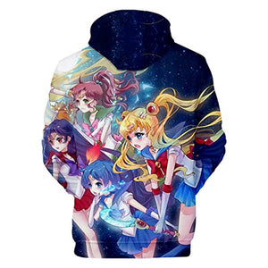 Anime Sailor Moon Hoodie - Sailor Family 3D Print Pullover Hoodie