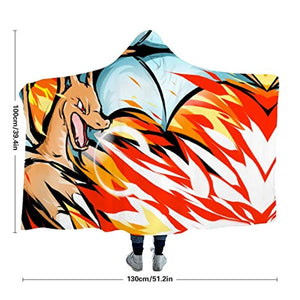 Anime Winter Hooded Blankets - Pokemon Travel Throw Poncho Blankets